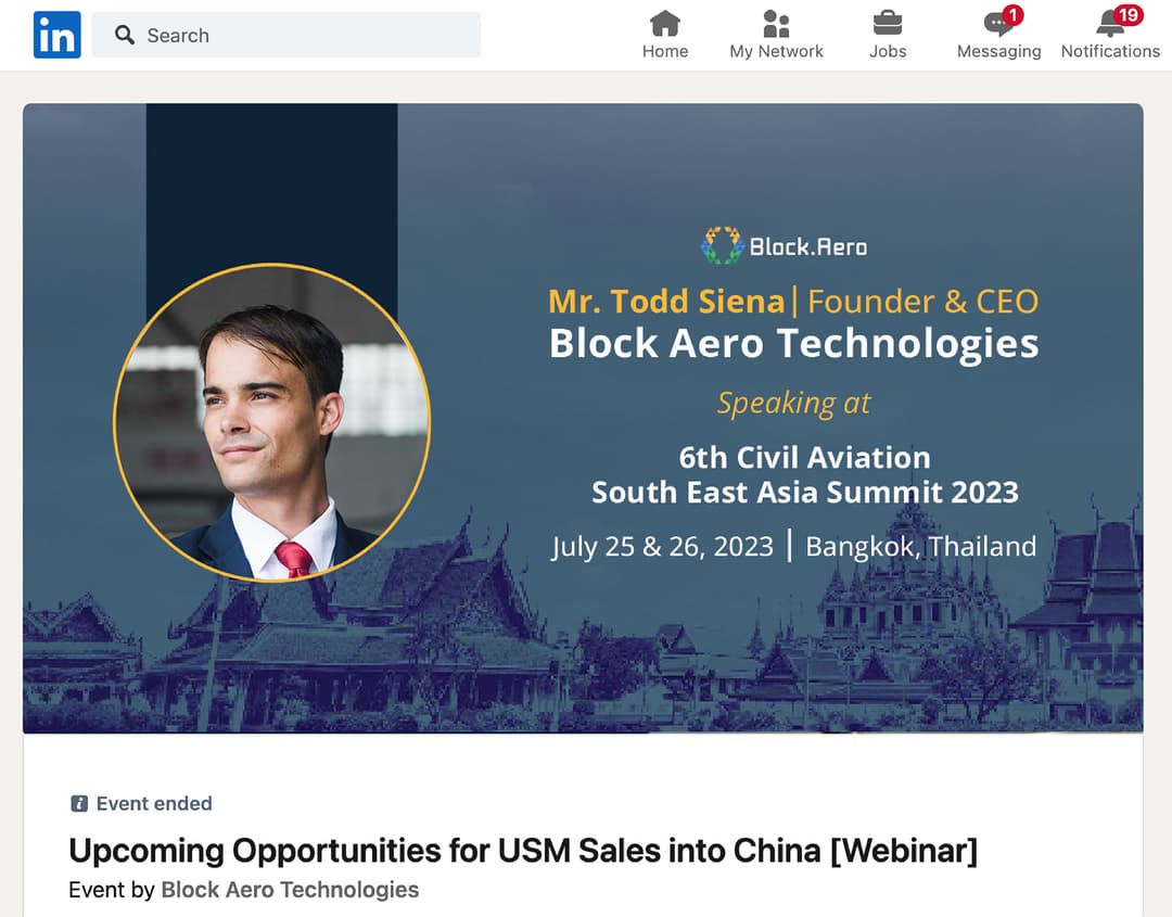 LinkedIn ad for Block Aero an aviation company